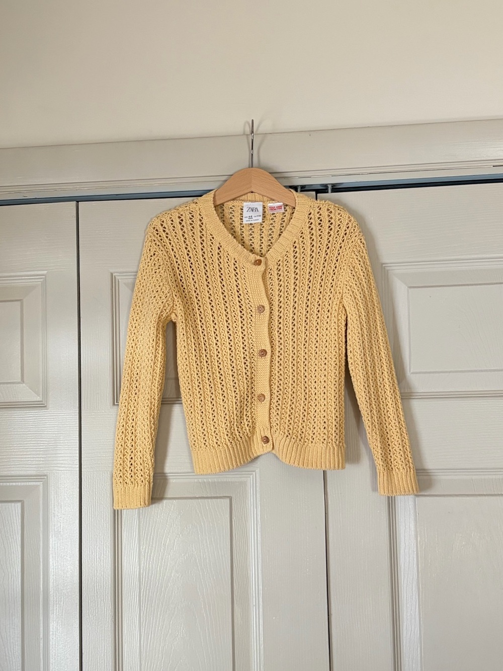 Zara Cardigan Light Yellow Open-Knit Women's Sweater
